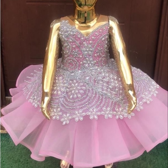 Pink and Silver Embellished Dress